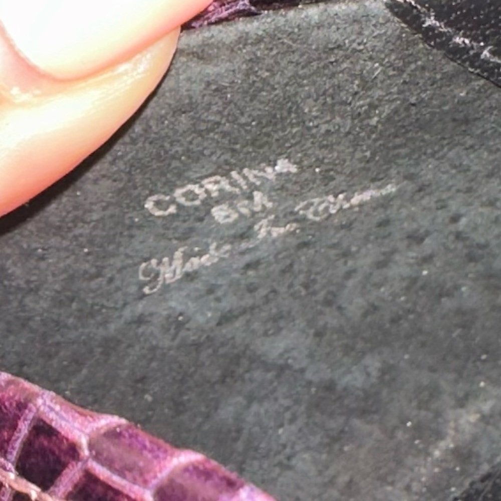 NWOB Donald Pliner Corin Leather Snakeskin Print Purple and Black Block Heel - Picture 10 of 12